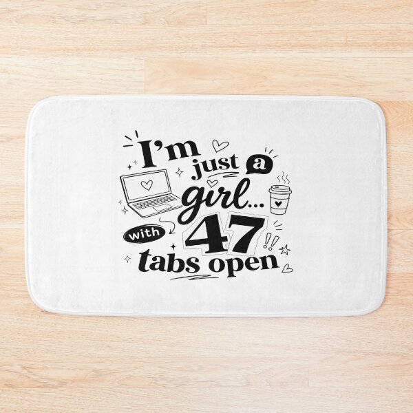 Item preview, Girl With 47 Tabs Open • Funny Overthinking Quote • Relatable Aesthetic Laptop & Coffee Design designed and sold by Bright Nest Studio.