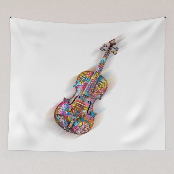 Item preview, Musical Rebellion: Colorful Graffiti Violin Design designed and sold by Style-InkPulse.