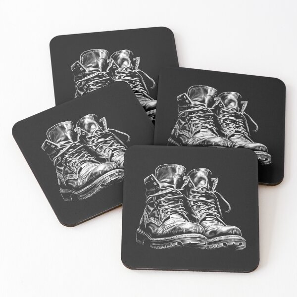Item preview, Black and White Combat Boots Illustration designed and sold by inkoutninja.