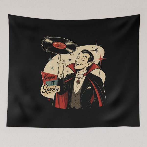 Item preview, Keepin’ It Spooky – Retro Vampire Vinyl designed and sold by ThreadTheory976.