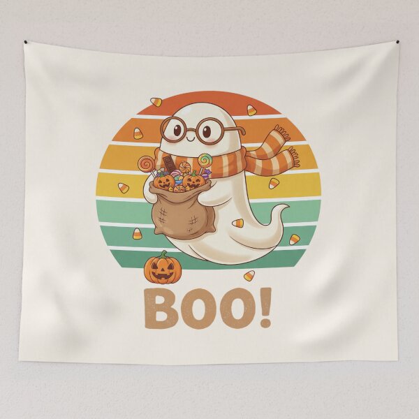 Item preview, Cute Retro Halloween Ghost With Candies  designed and sold by SweetLilith.