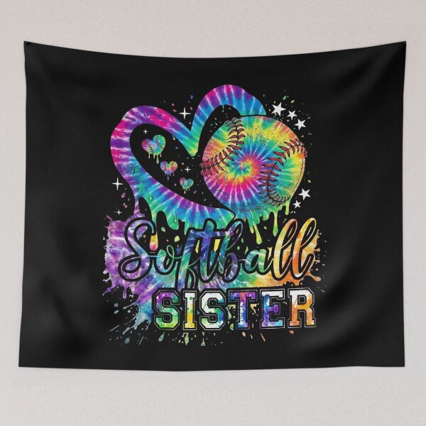 Item preview, Rainbow Tie Dye Heart Softball Sister designed and sold by LarryMBrown.