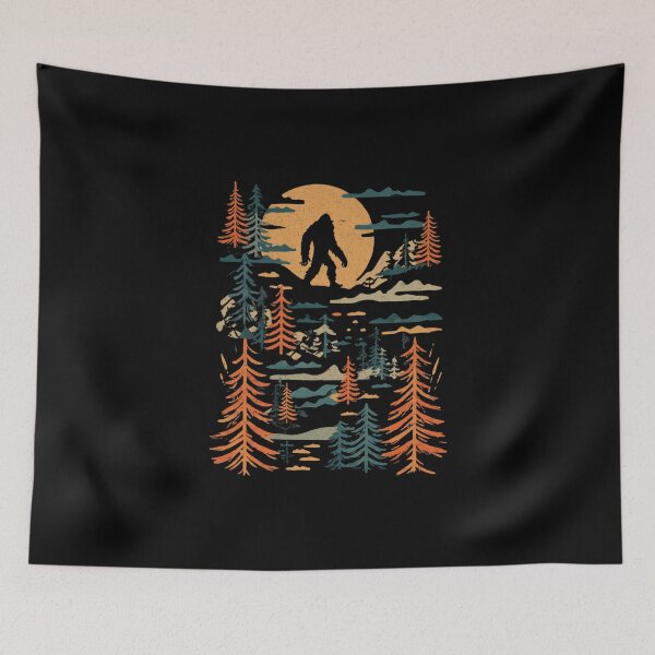 Item preview,  Bigfoot Moonlight Forest Retro Vintage Sasquatch Art designed and sold by Blurbean.