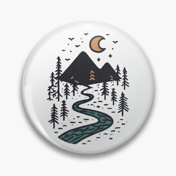 Item preview, Mountain River Crescent Moon Minimalist Ink Illustration designed and sold by Blurbean.