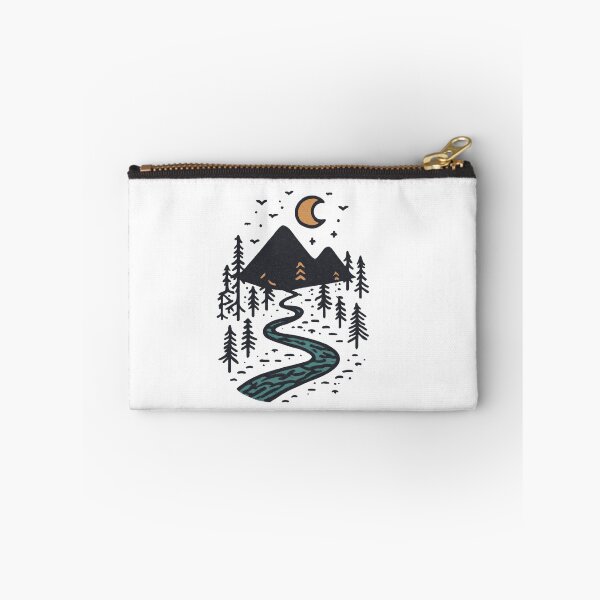 Item preview, Mountain River Crescent Moon Minimalist Ink Illustration designed and sold by Blurbean.
