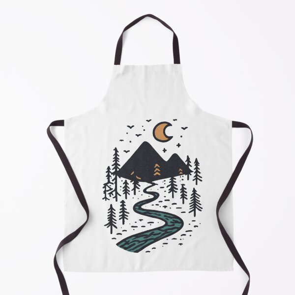 Item preview, Mountain River Crescent Moon Minimalist Ink Illustration designed and sold by Blurbean.