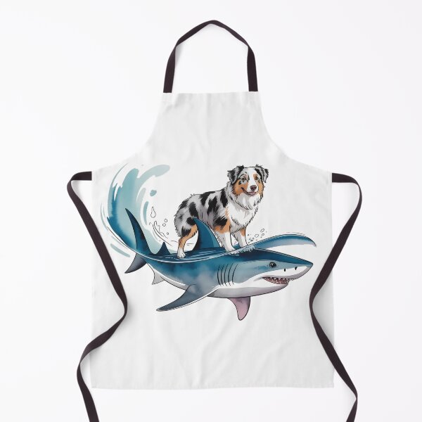 Item preview, Surfing Aussie Dog on Shark – Funny Australian Shepherd Surf Art Design designed and sold by ArcticFoxStudio.
