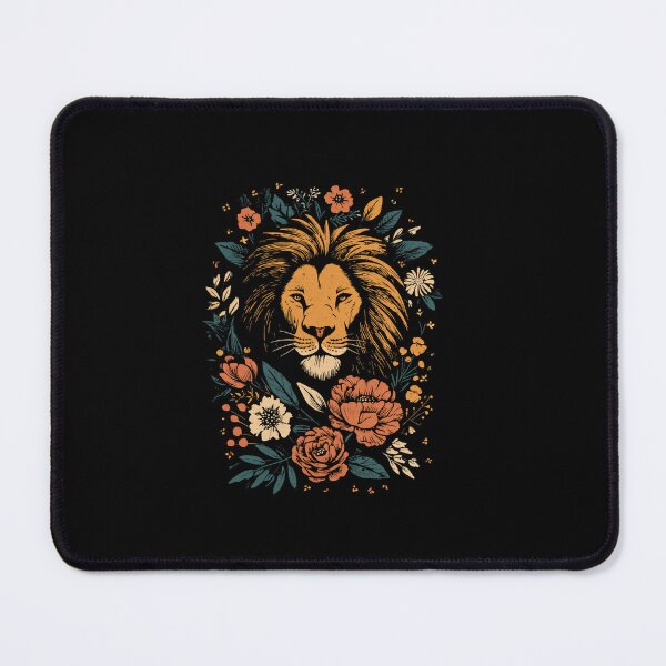 Item preview, Floral Lion Botanical Portrait Dark Vintage Art designed and sold by Blurbean.