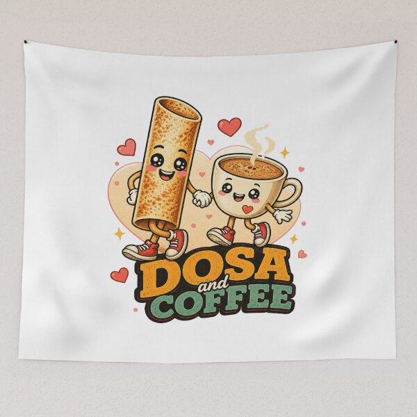 Item preview, Dosa and Coffee – Cute Kawaii South Indian Food Lover Retro Design designed and sold by Globalcitytees.