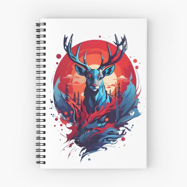 Item preview, Deer and Wolf Nature Duel - Geometric Wildlife Art designed and sold by A-M-G-Shop.