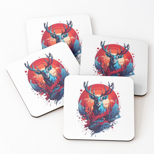 Item preview, Deer and Wolf Nature Duel - Geometric Wildlife Art designed and sold by A-M-G-Shop.