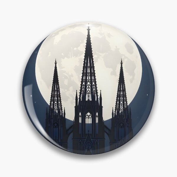 Item preview, Cathedral Peak Silhouette | Minimalist Gothic Spires & Giant Full Moon Vector Art designed and sold by Studio77-Gothic.