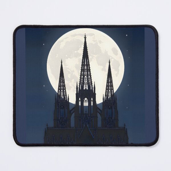 Item preview, Cathedral Peak Silhouette | Minimalist Gothic Spires & Giant Full Moon Vector Art designed and sold by Studio77-Gothic.