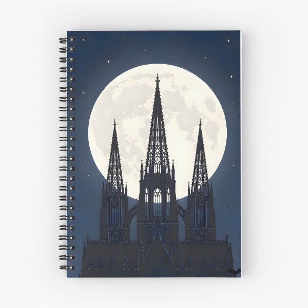 Item preview, Cathedral Peak Silhouette | Minimalist Gothic Spires & Giant Full Moon Vector Art designed and sold by Studio77-Gothic.