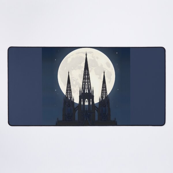 Item preview, Cathedral Peak Silhouette | Minimalist Gothic Spires & Giant Full Moon Vector Art designed and sold by Studio77-Gothic.