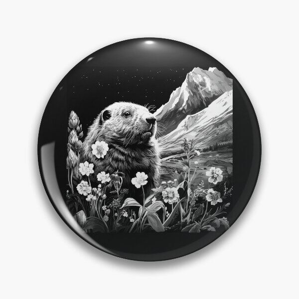 Item preview, Black and White Groundhog Mountain Wildflower Scene designed and sold by inkoutninja.