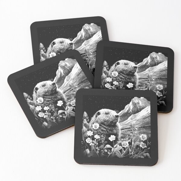 Item preview, Black and White Groundhog Mountain Wildflower Scene designed and sold by inkoutninja.