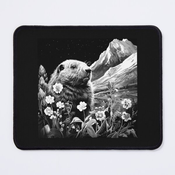 Item preview, Black and White Groundhog Mountain Wildflower Scene designed and sold by inkoutninja.