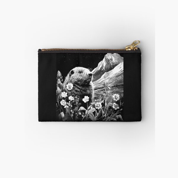 Item preview, Black and White Groundhog Mountain Wildflower Scene designed and sold by inkoutninja.