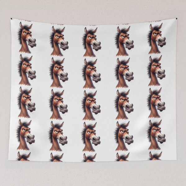 Item preview, Funny Grumpy Horse Cynical Mood Cute 3D Cartoon Farm Animal designed and sold by LunaPixelStudio.