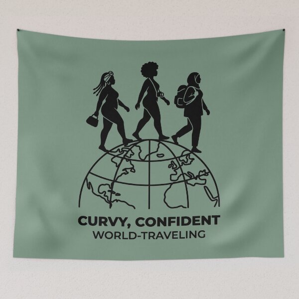 Item preview, Curvy Confident World Traveling Women Empowerment Diversity designed and sold by SplashTastic.