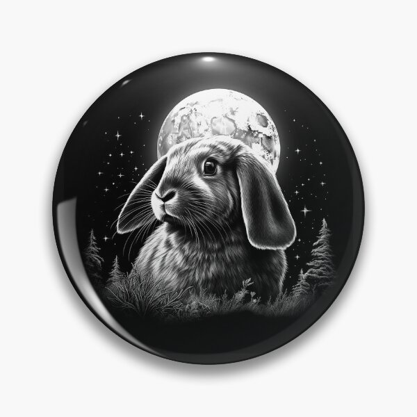 Item preview, Black and White Bunny Moonlight Portrait designed and sold by inkoutninja.