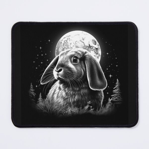 Item preview, Black and White Bunny Moonlight Portrait designed and sold by inkoutninja.