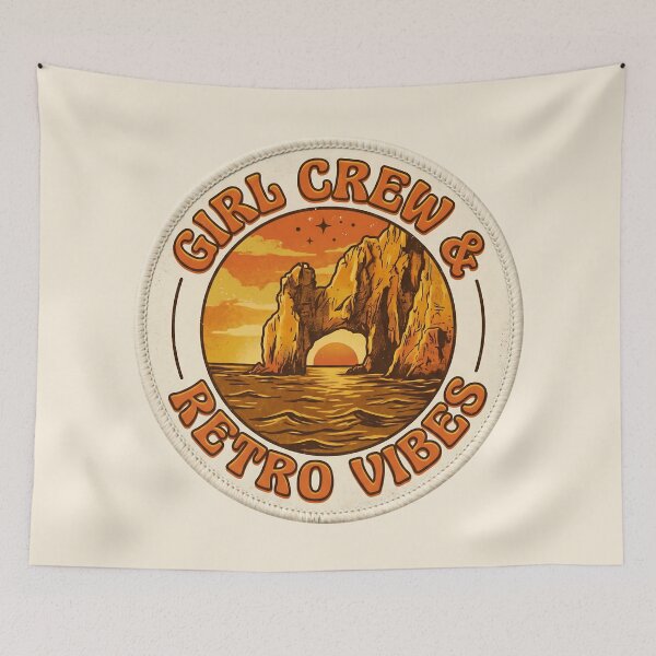 Item preview, Girl Crew and Retro Vibes Badge Coastal Travel designed and sold by SplashTastic.