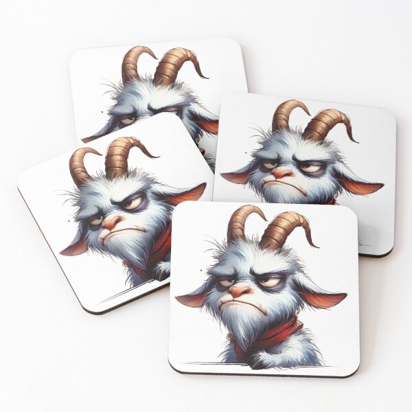 Item preview, Funny Grumpy Goat Cynical Mood Cute 3D Cartoon Farm Animal designed and sold by LunaPixelStudio.