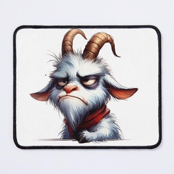 Item preview, Funny Grumpy Goat Cynical Mood Cute 3D Cartoon Farm Animal designed and sold by LunaPixelStudio.