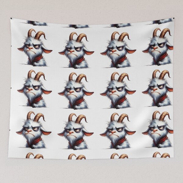 Item preview, Funny Grumpy Goat Cynical Mood Cute 3D Cartoon Farm Animal designed and sold by LunaPixelStudio.