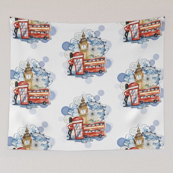 Item preview, London Big Ben Bus Ferris Wheel and Royal Guard UK Travel Design designed and sold by iamKRUK.