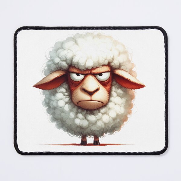 Item preview, Funny Grumpy Sheep Cynical Mood Cute 3D Cartoon Farm Animal designed and sold by LunaPixelStudio.