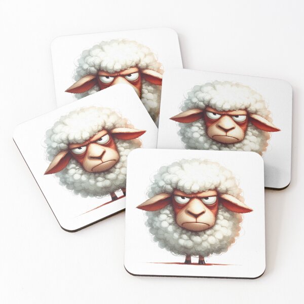 Item preview, Funny Grumpy Sheep Cynical Mood Cute 3D Cartoon Farm Animal designed and sold by LunaPixelStudio.