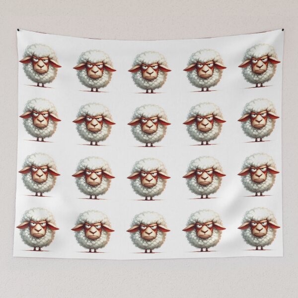 Item preview, Funny Grumpy Sheep Cynical Mood Cute 3D Cartoon Farm Animal designed and sold by LunaPixelStudio.