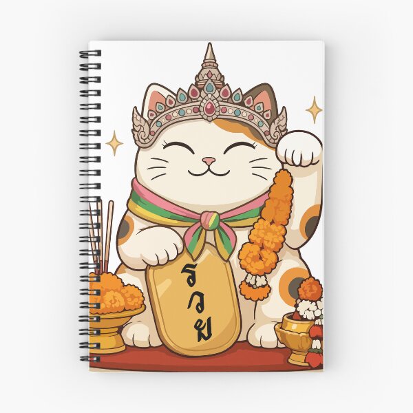 Item preview, Thai Lucky Cat Kawaii Maneki Neko Thai Style Illustration designed and sold by Muri Neko.