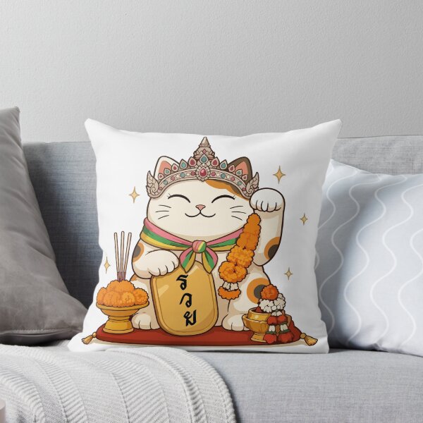 Item preview, Thai Lucky Cat Kawaii Maneki Neko Thai Style Illustration designed and sold by Muri Neko.