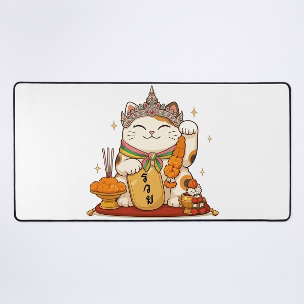 Item preview, Thai Lucky Cat Kawaii Maneki Neko Thai Style Illustration designed and sold by Muri Neko.