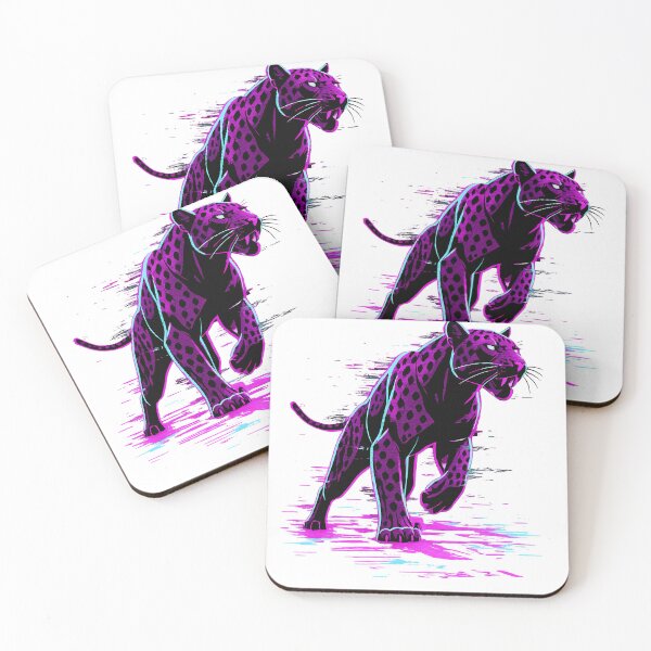 Item preview, Neon Cyberpunk Panther - 80s Retrowave Big Cat designed and sold by etuvibes.