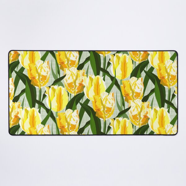 Item preview, Big yellow parrot tulips on linen texture designed and sold by kobyakov.