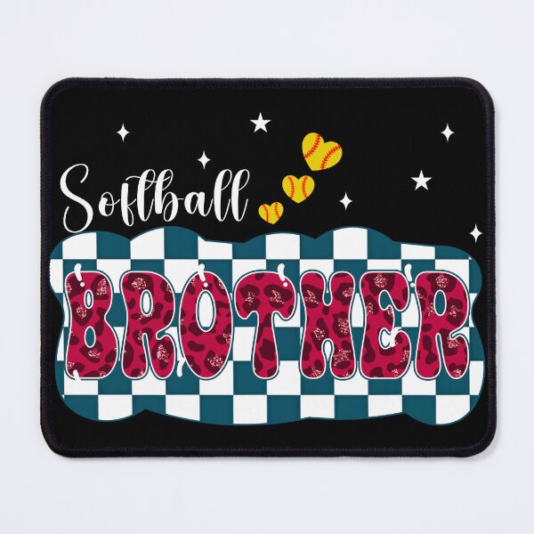Item preview, Softball Brother Checkerboard Leopard Retro Tee designed and sold by LarryMBrown.