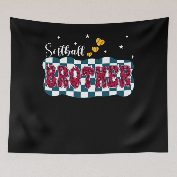 Item preview, Softball Brother Checkerboard Leopard Retro Tee designed and sold by LarryMBrown.