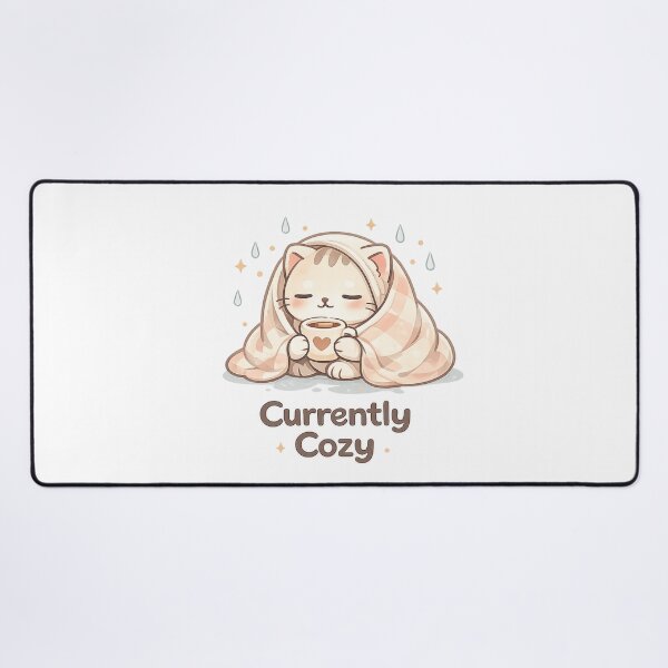 Item preview, Currently Cozy Cute Cat Coffee Cozy Aesthetic Kawaii Design designed and sold by Cute-Corne.