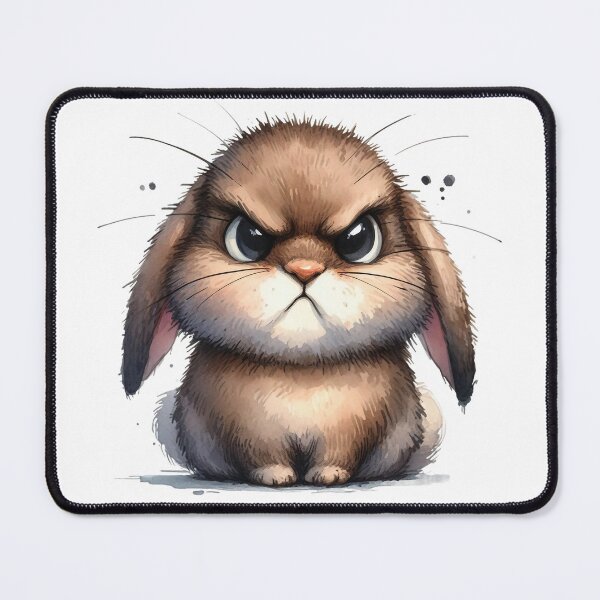 Item preview, Funny Grumpy Bunny Cynical Mood Cute 3D Cartoon Floppy Ear Rabbit Gift designed and sold by LunaPixelStudio.