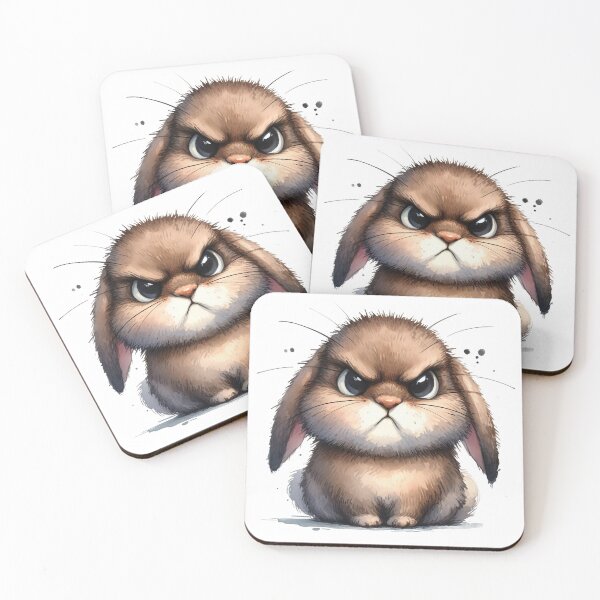 Item preview, Funny Grumpy Bunny Cynical Mood Cute 3D Cartoon Floppy Ear Rabbit Gift designed and sold by LunaPixelStudio.