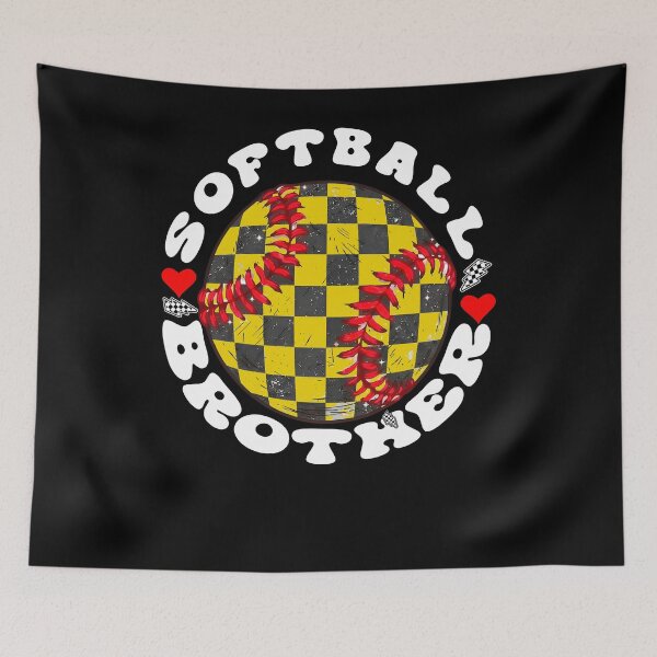 Item preview, Softball Brother Retro Checkerboard Ball Tee designed and sold by LarryMBrown.
