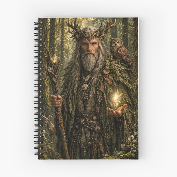 Item preview, Forest Druid with Owl in Enchanted Woods | Mystical Nature Mage Fantasy Art designed and sold by DrakariArt.