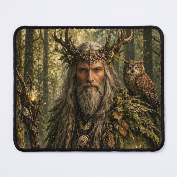 Item preview, Forest Druid with Owl in Enchanted Woods | Mystical Nature Mage Fantasy Art designed and sold by DrakariArt.