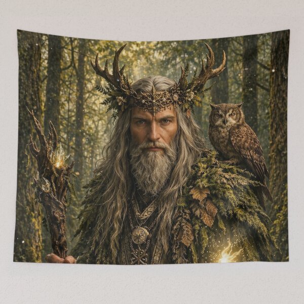 Item preview, Forest Druid with Owl in Enchanted Woods | Mystical Nature Mage Fantasy Art designed and sold by DrakariArt.