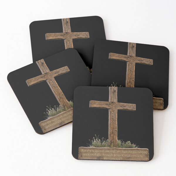 Item preview, Wooden Christian Cross with Romans 6:23 Verse designed and sold by RoyalDeluxGo.